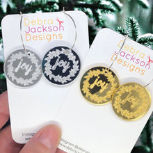 Load image into Gallery viewer, Christmas joy hoop earrings