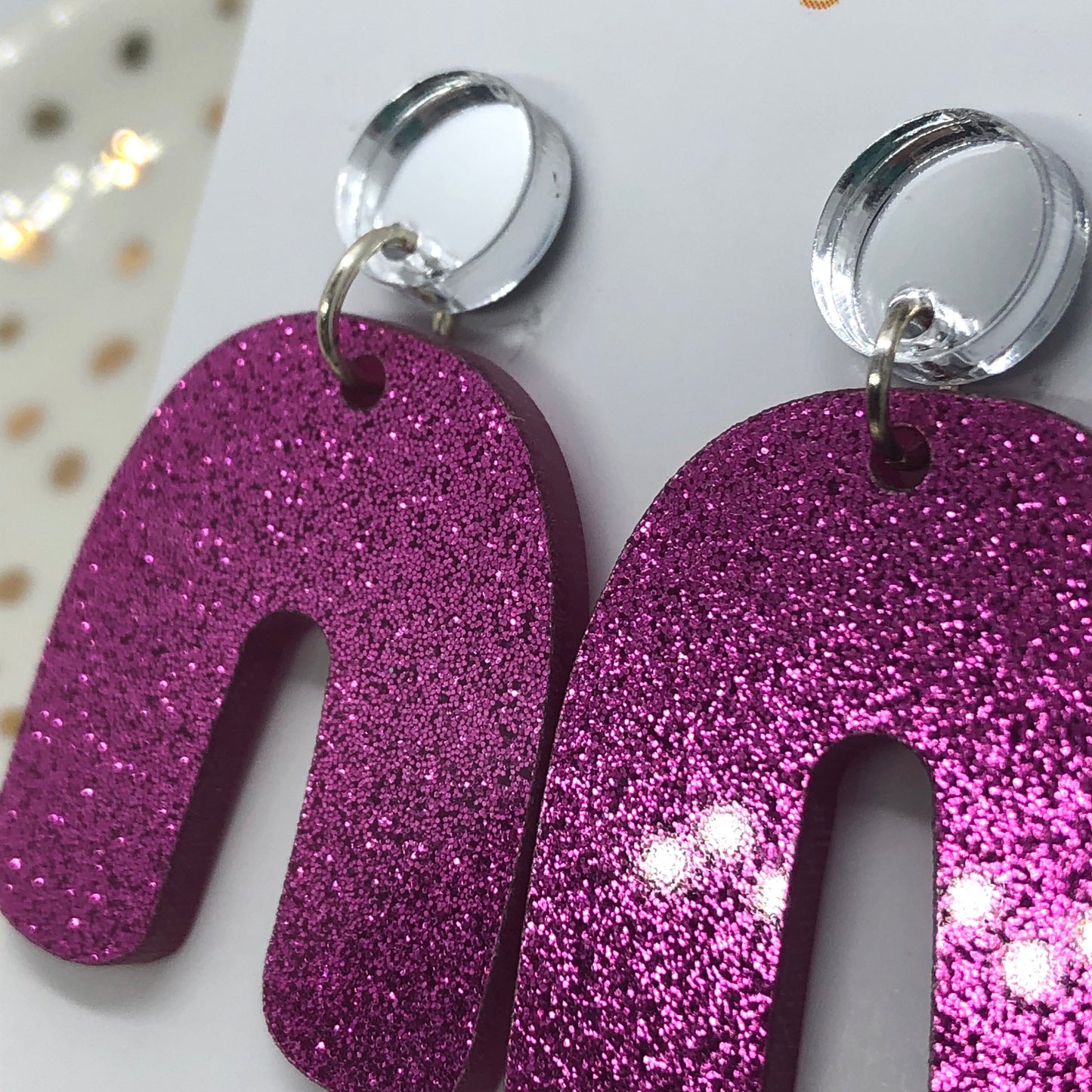 Pink and silver arches earrings