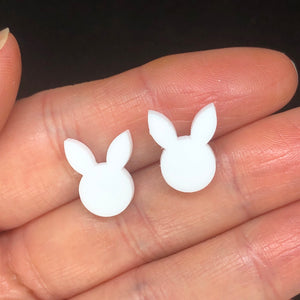 White bunny stud earrings