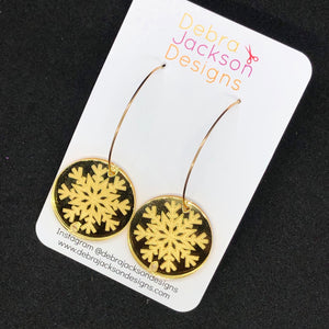 Gold snowflake hoop earrings