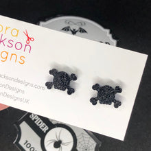 Load image into Gallery viewer, Skull and crossbone stud earrings