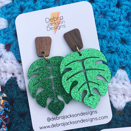 Monstera earrings