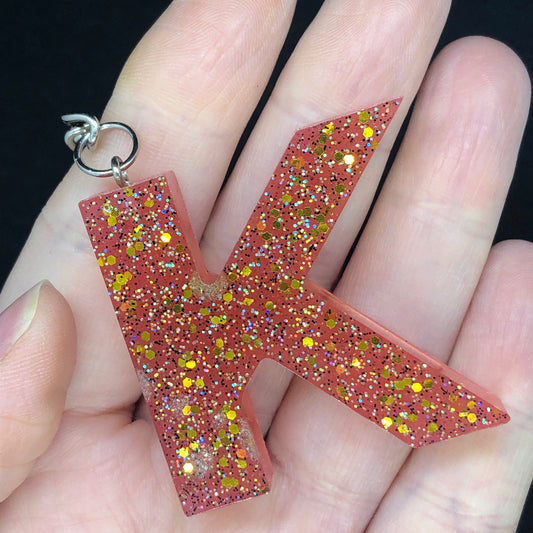 Coral personalised letter keyring
