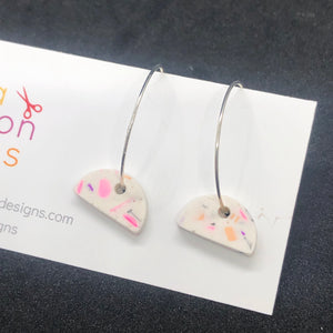 White terrazzo hoop earrings