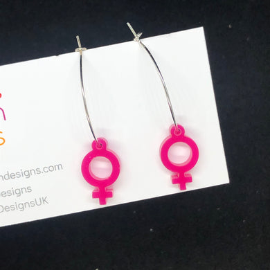 Pink Venus hoop earring