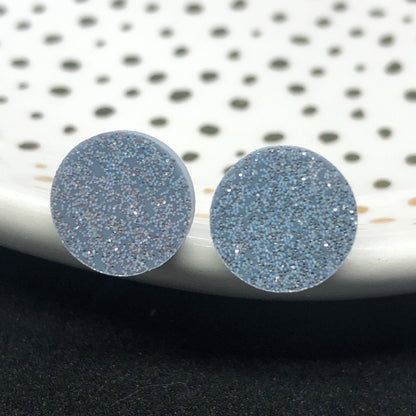 Glitter round stud earrings (four colours available)