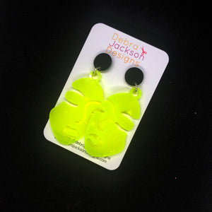 Neon yellow face earrings