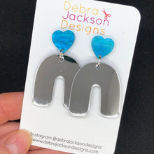 Load image into Gallery viewer, Silver mirror arch earrings