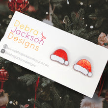 Load image into Gallery viewer, Santa hat stud earrings
